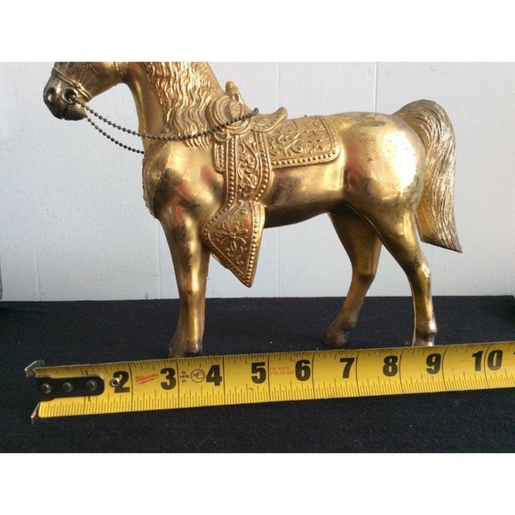 Vintage Brass Horse Statue Decorative Western Ornate Saddle Tack Equestrian - Picture 6 of 7